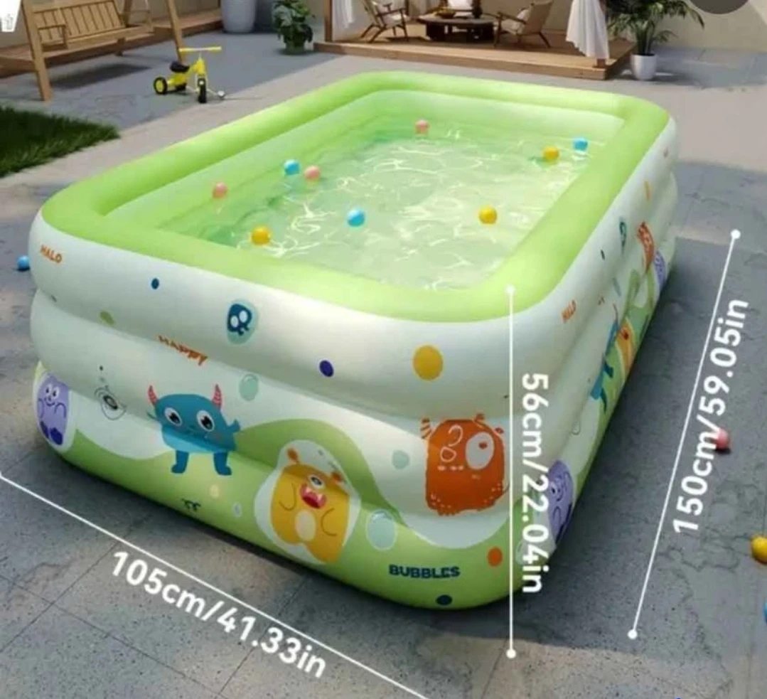 Inflatable Kids Swimming Pool - Green Monsters