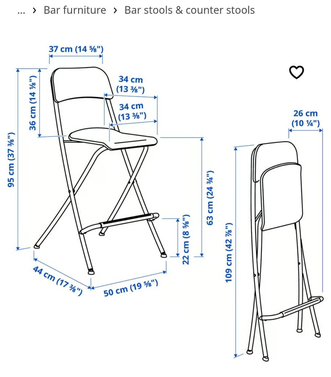 Foldable IKEA FRANKLIN bar stools (Set of 4) - photo 3