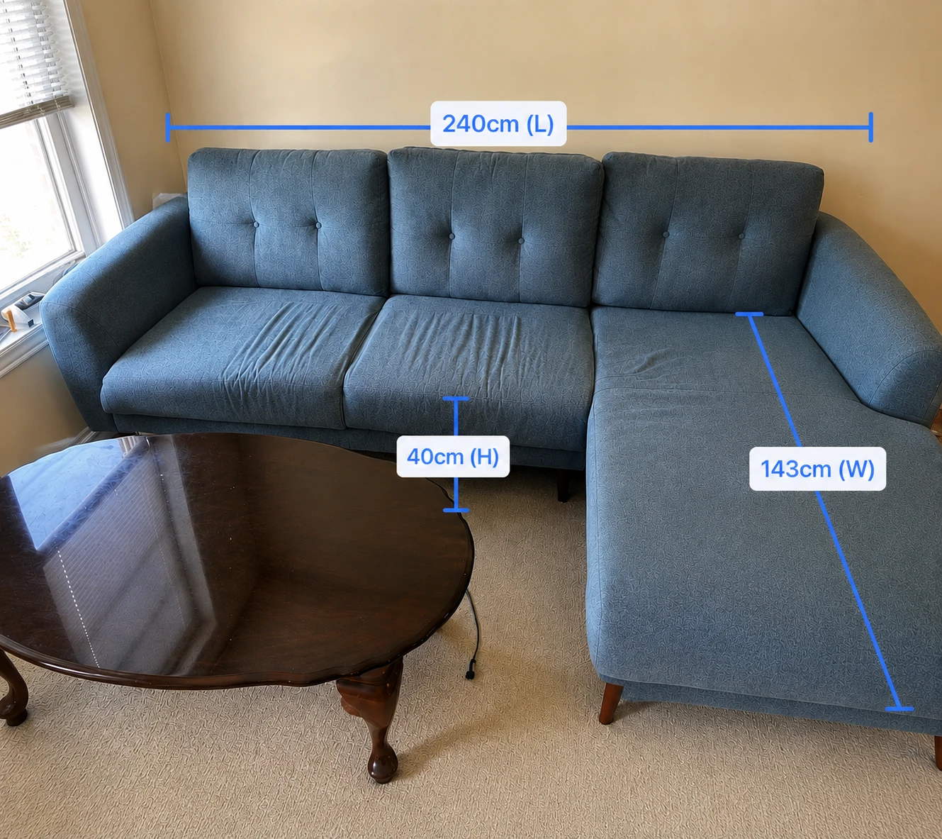 Modern Grey Fabric L-Shaped Sectional Sofa