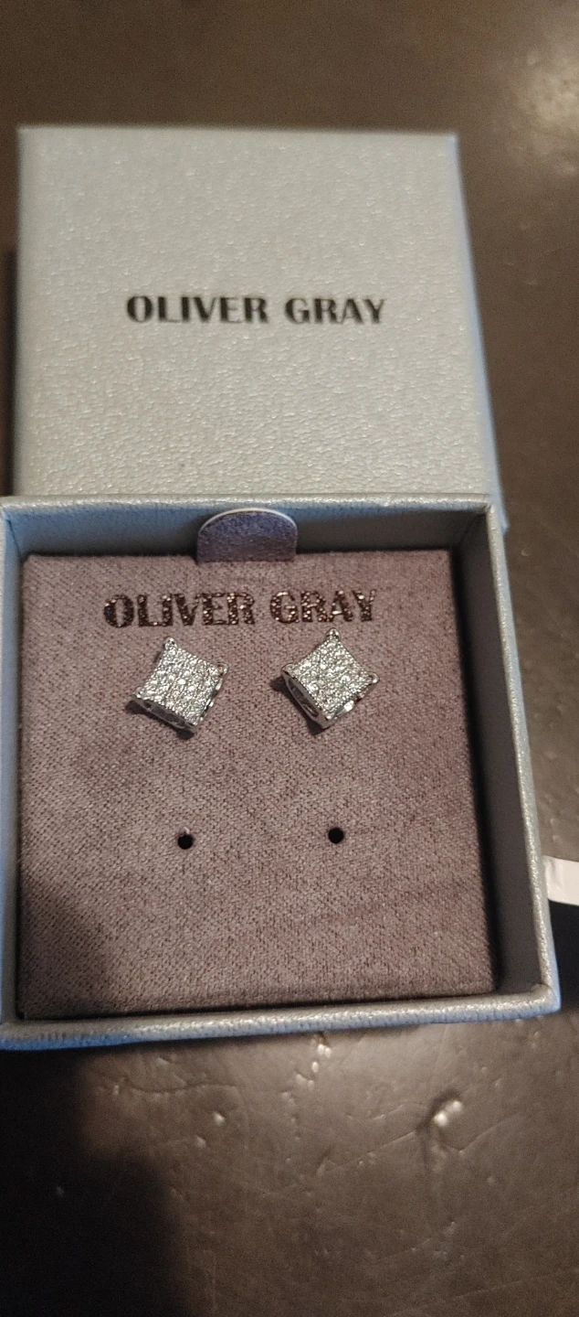 Oliver Gray Square Pave Stud Earrings