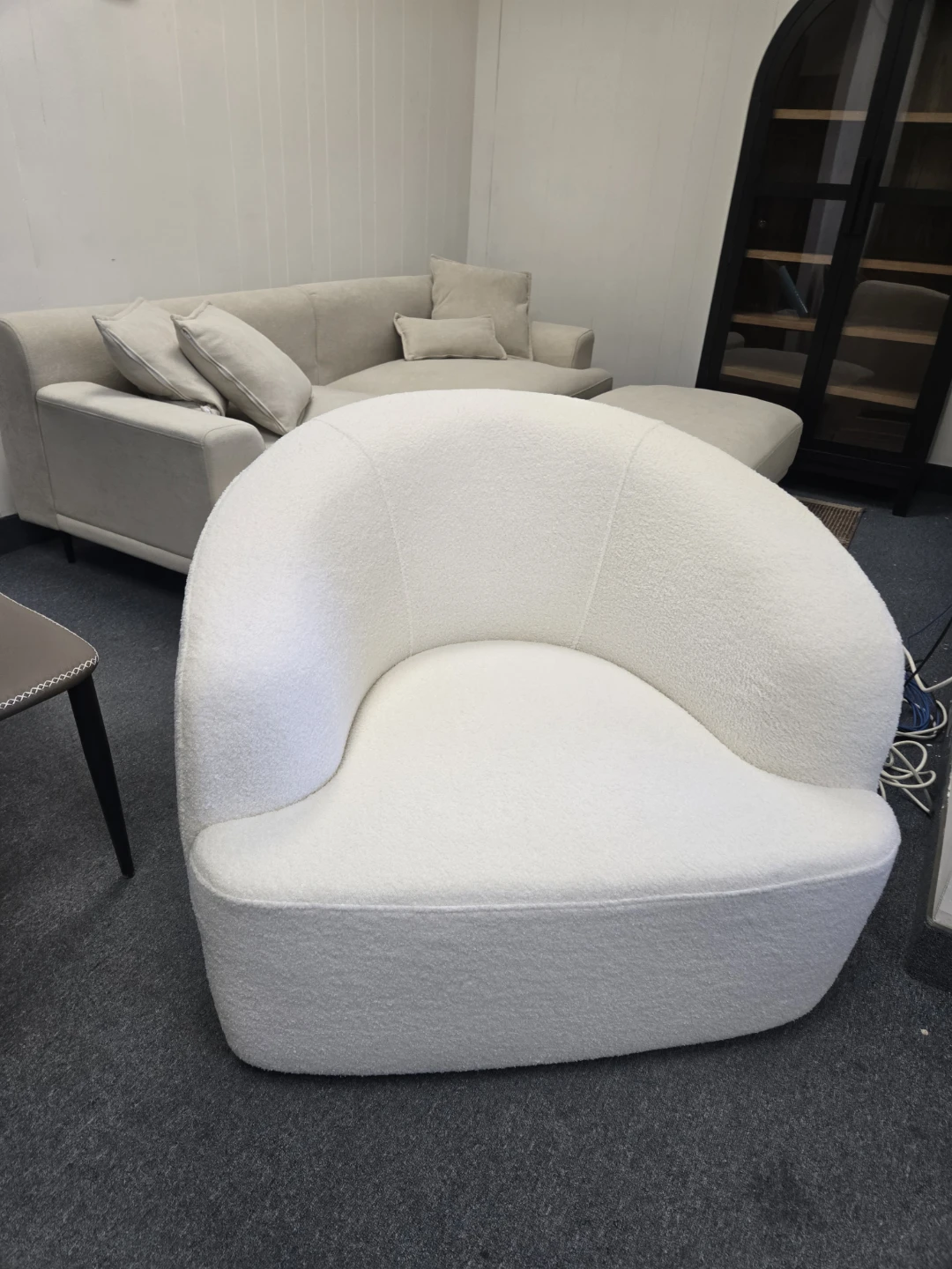 White Bouclé Accent Chair