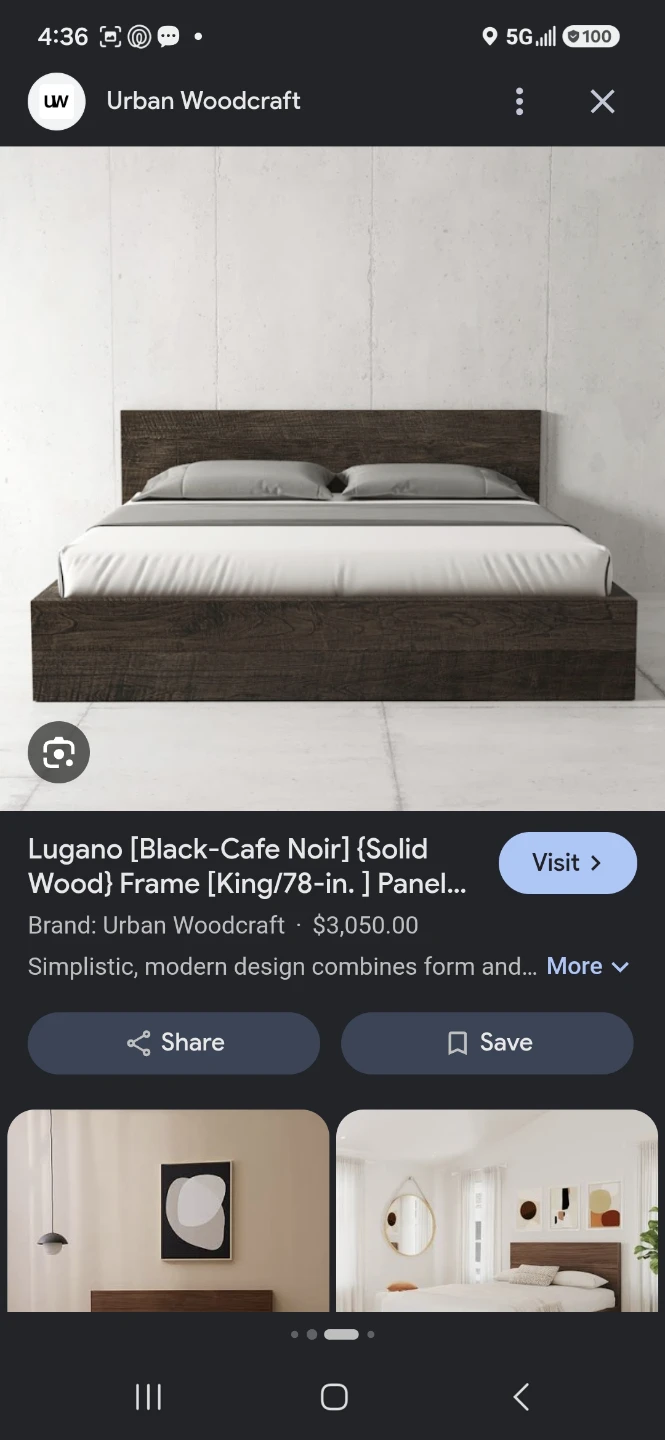 Queen size bed with wooden frame - photo 2