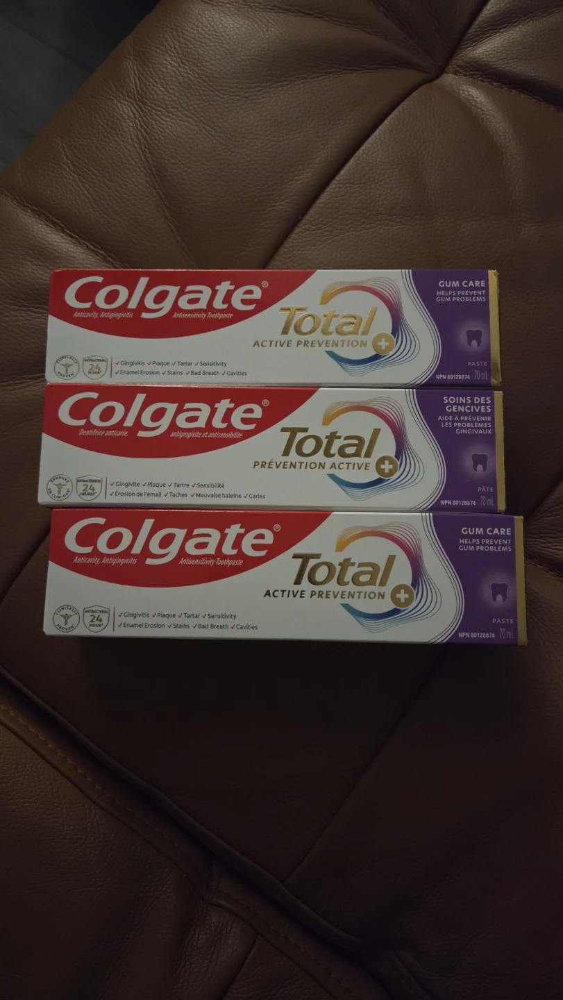 Colgate Total Active Prevention Gum Care Toothpaste - 3 x 70 mL