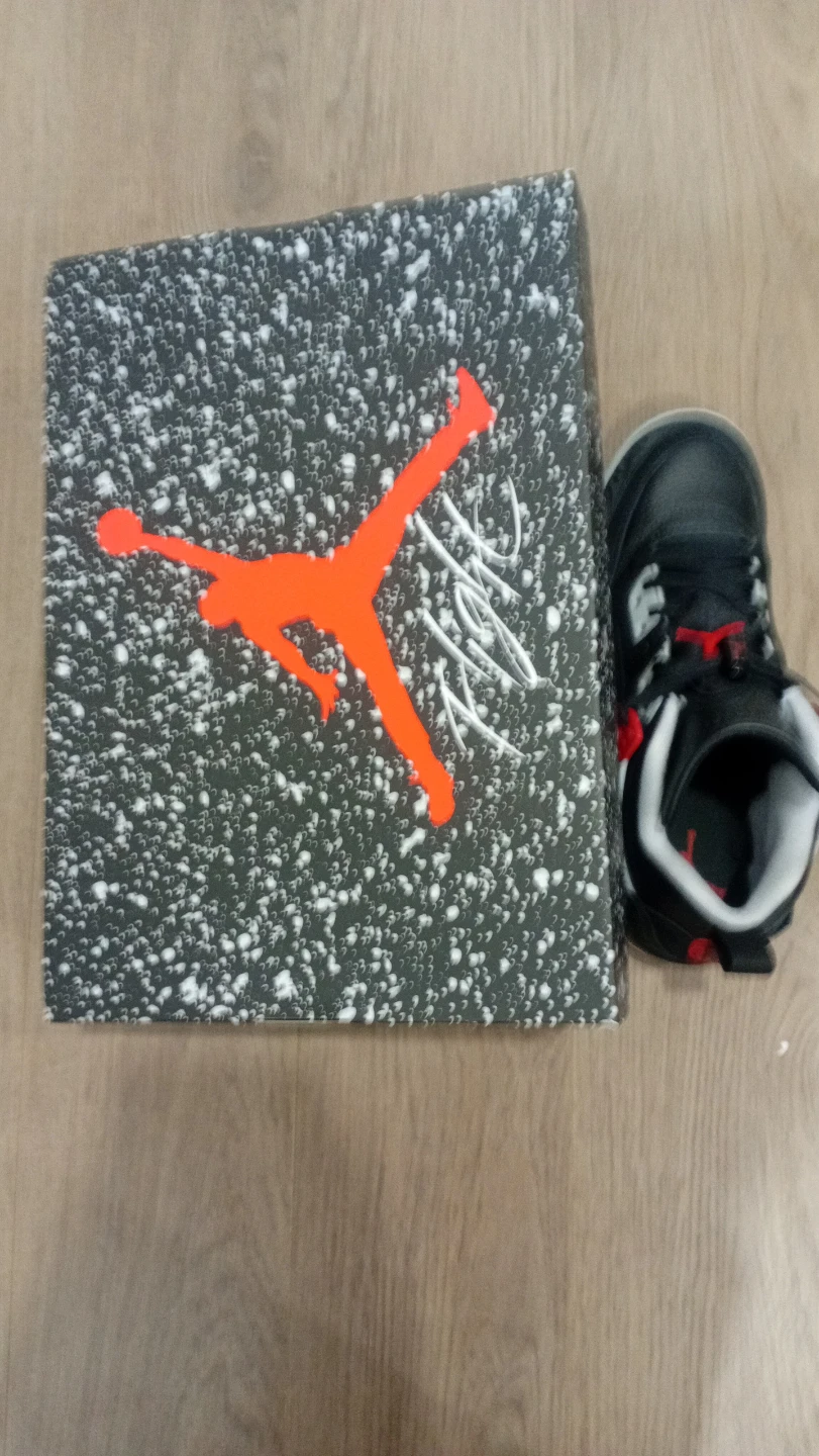 Air Jordan 4 Black Red Cement TD Sneakers - photo 3
