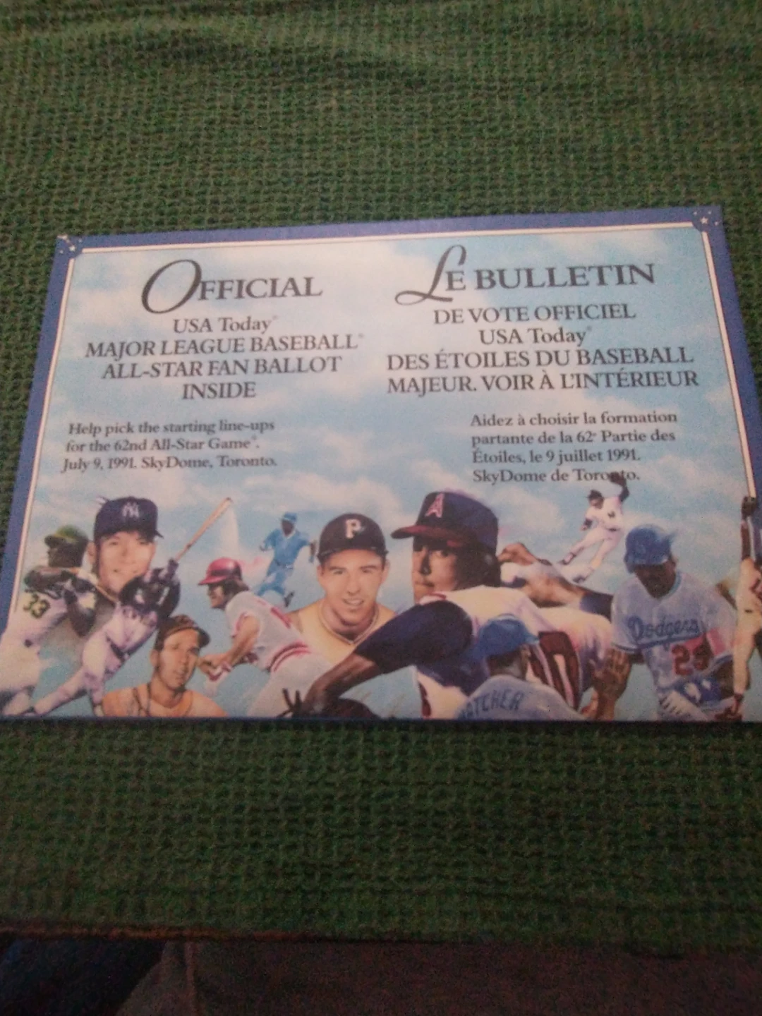 Unopened USA Today 1991 MLB Baseball All-Star Fan Ballot