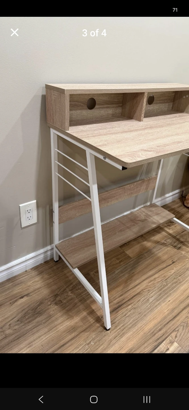 Wood Grain Finish Desk with Shelf - photo 2