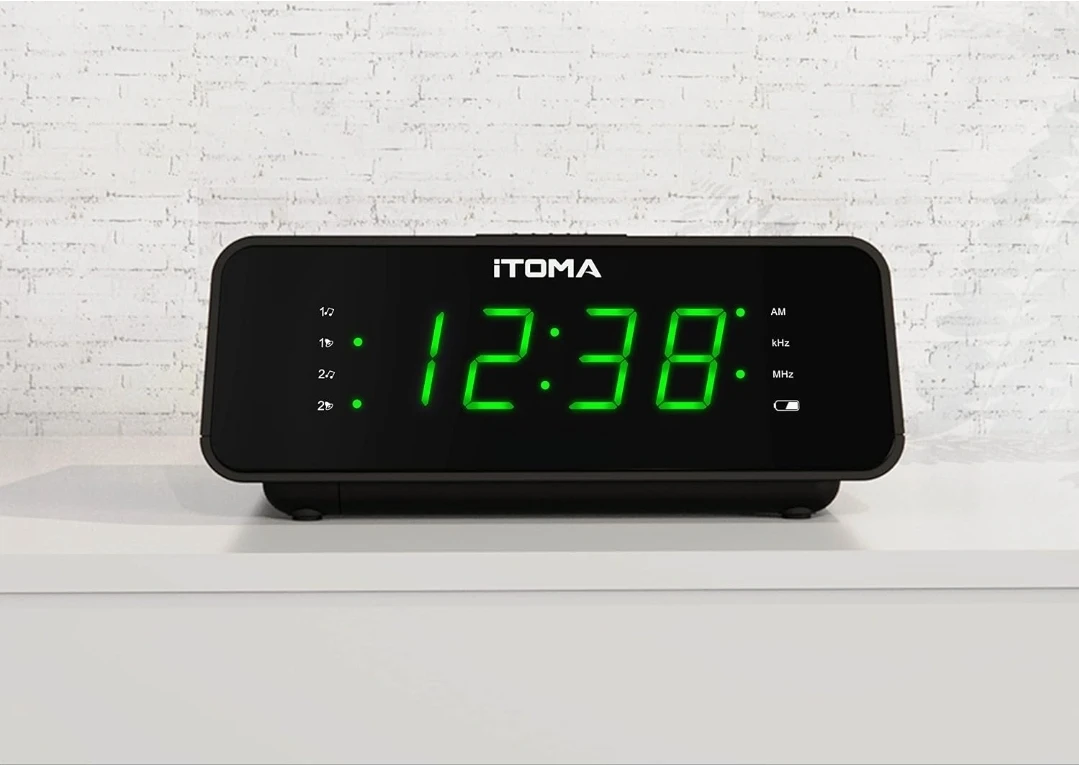 AM/FM Digital Alarm Clock Radio - Jade Green LED