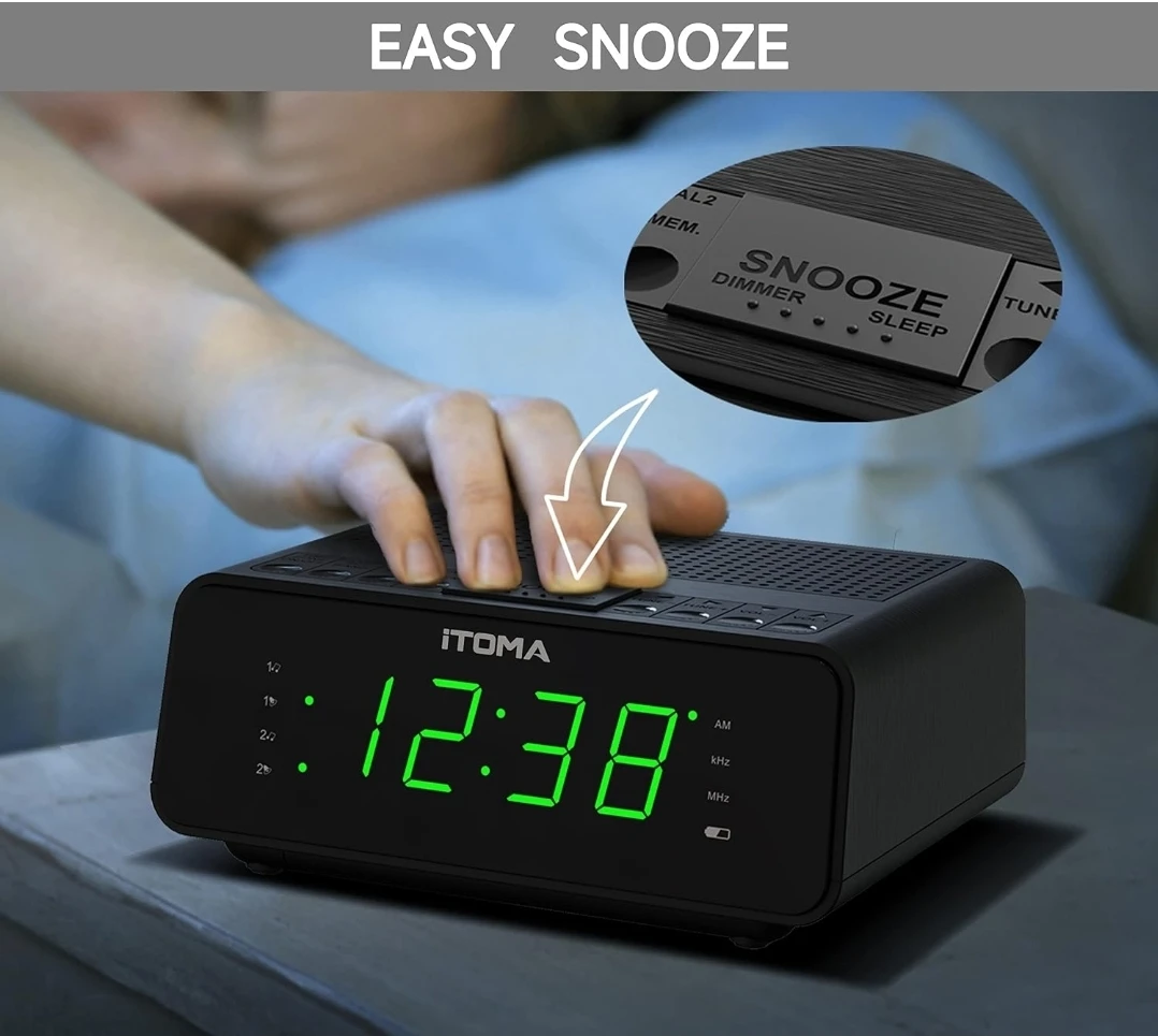 AM/FM Digital Alarm Clock Radio - Jade Green LED - photo 3