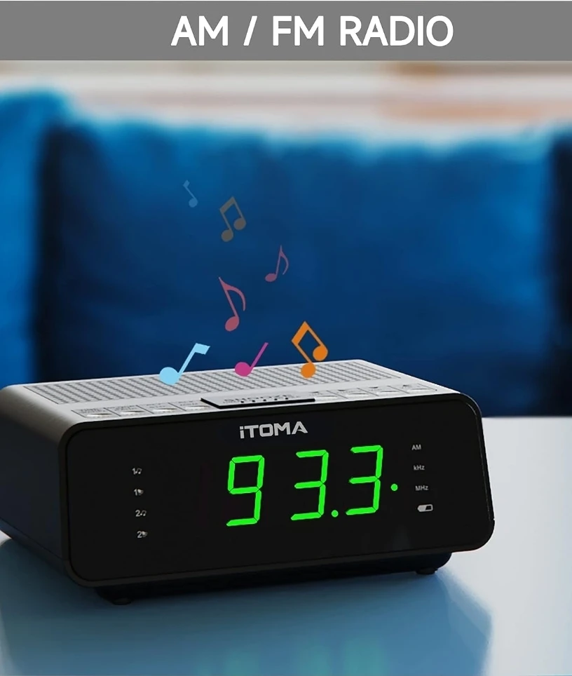 AM/FM Digital Alarm Clock Radio - Jade Green LED - photo 4