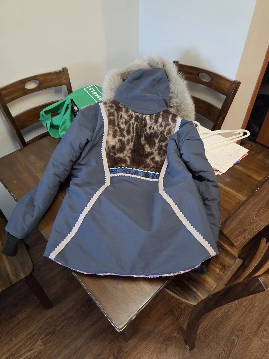 Blue winter parka with fur trim - photo 2