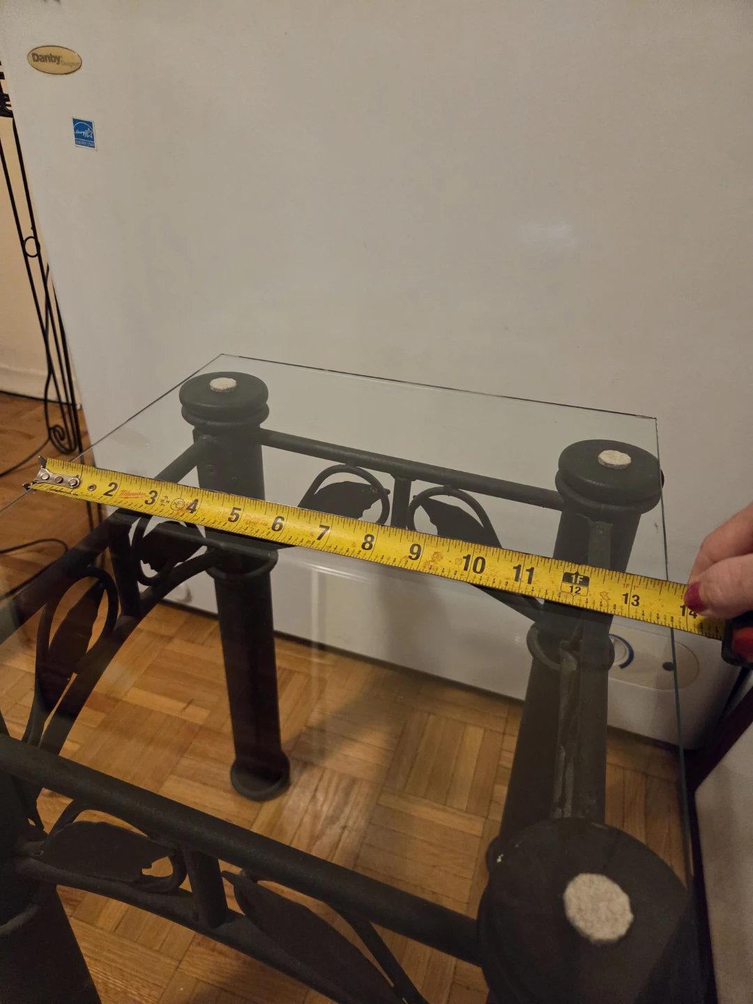 Glass Top End Table with Metal Base - photo 4