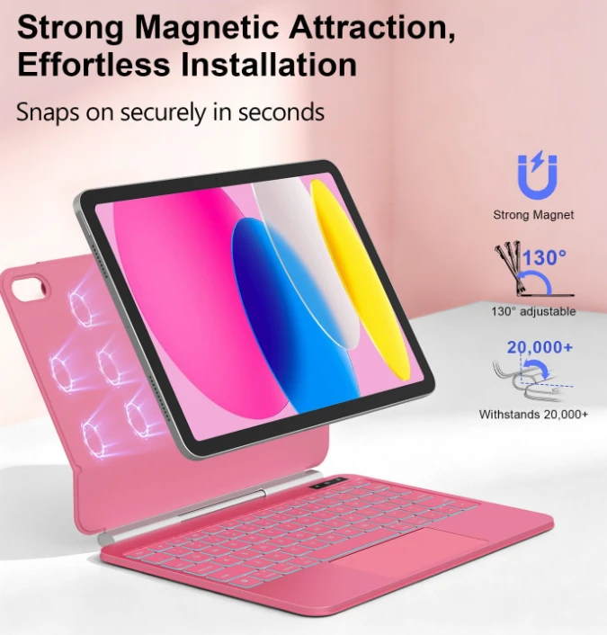 Keyboard Case for iPad (A16) 11th/10th Gen - Hot Pink - photo 3