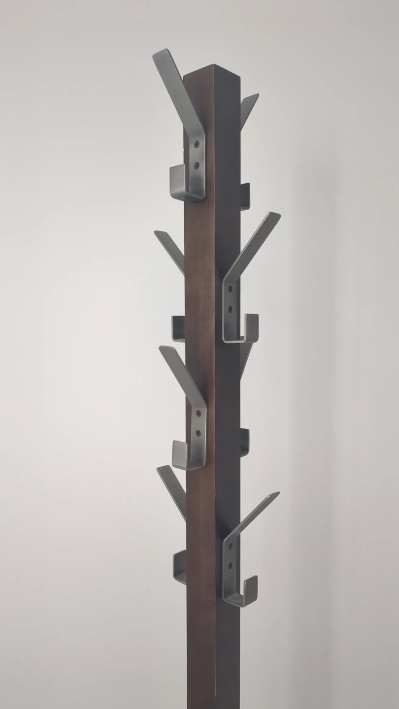 Crate & Barrel Wooden Coat Rack with Metal Hooks - photo 2