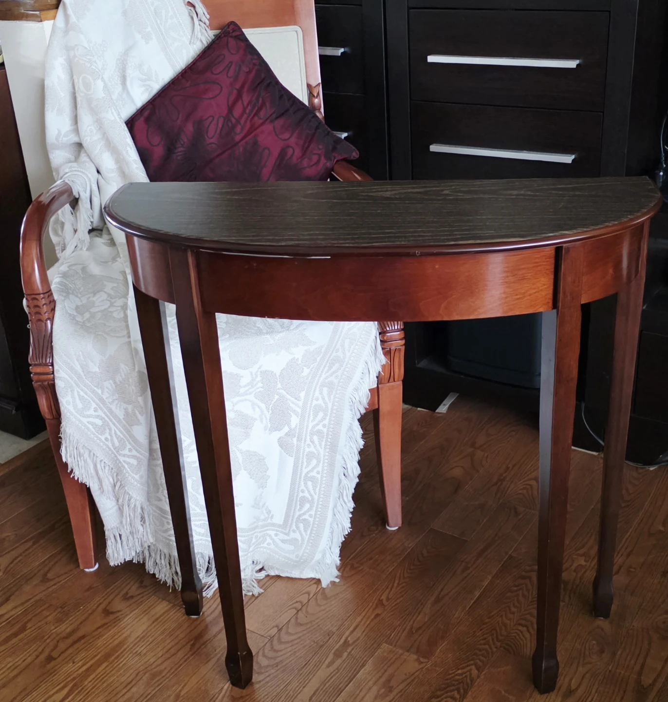 Demilune  Console Table, EUC.