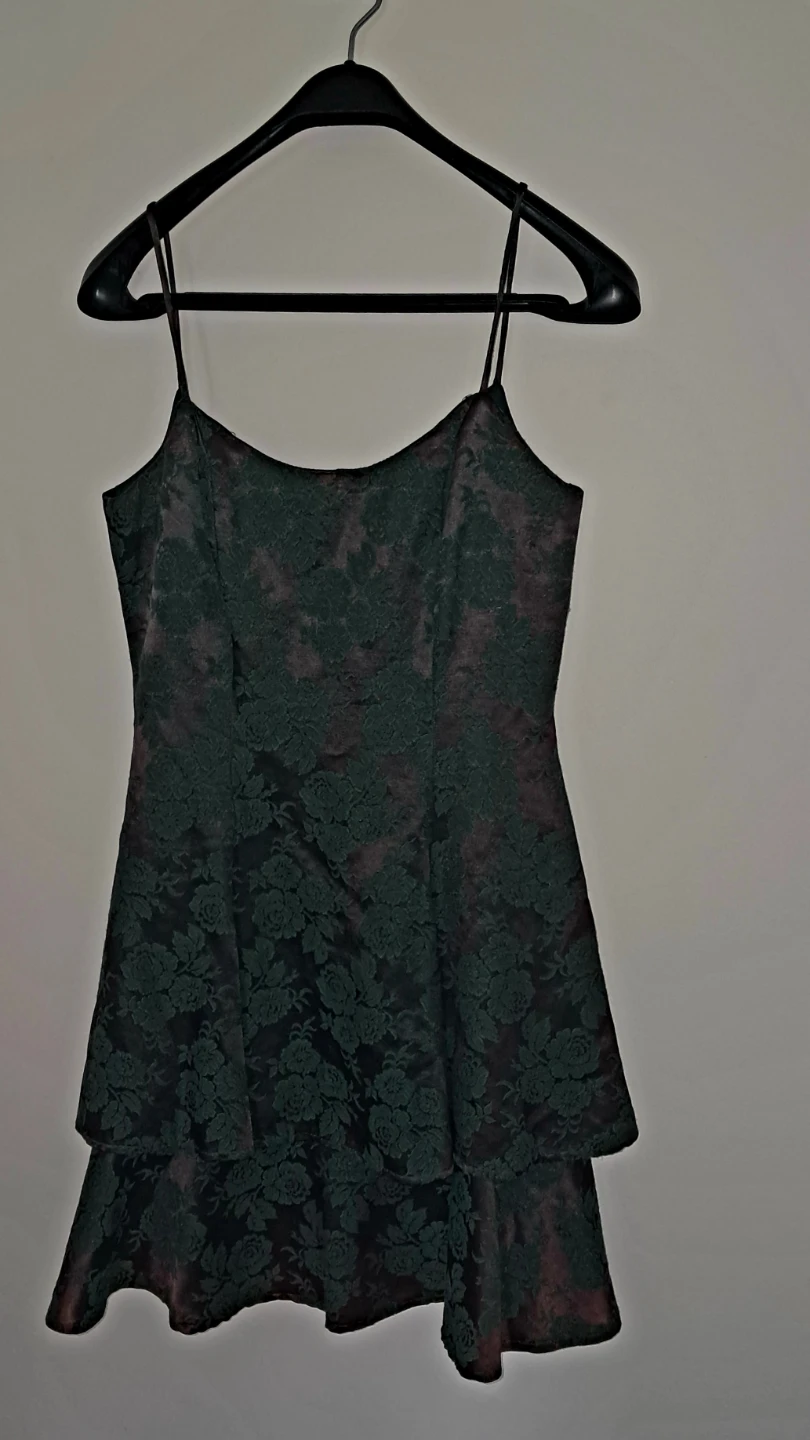 Vintage Emerald Green Floral Textured Dress - photo 2