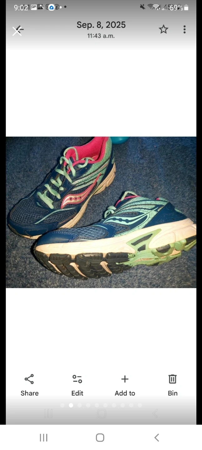 Blue Saucony running shoes