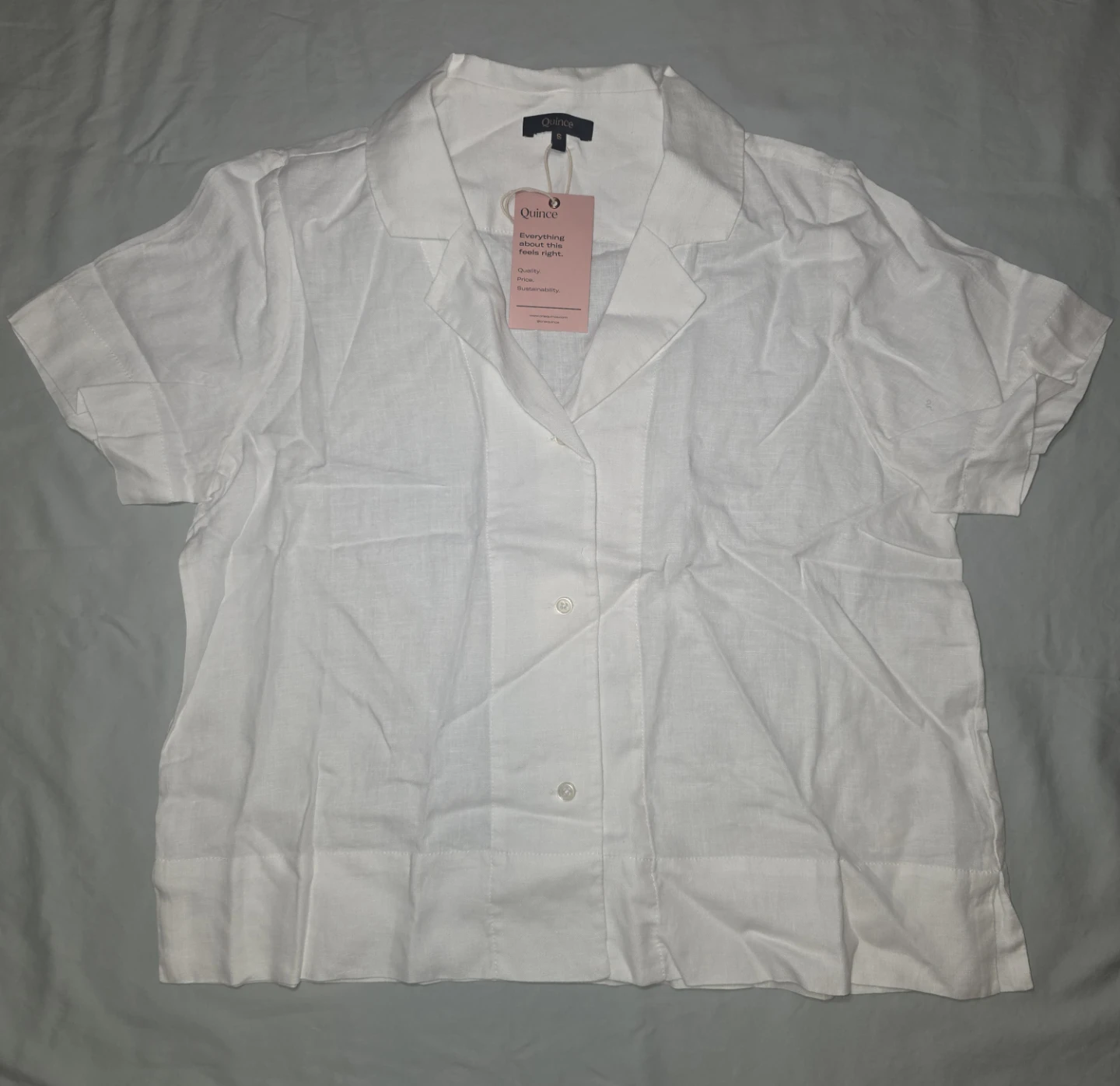 Quince Women's Linen Short Sleeve Shirt White - photo 2