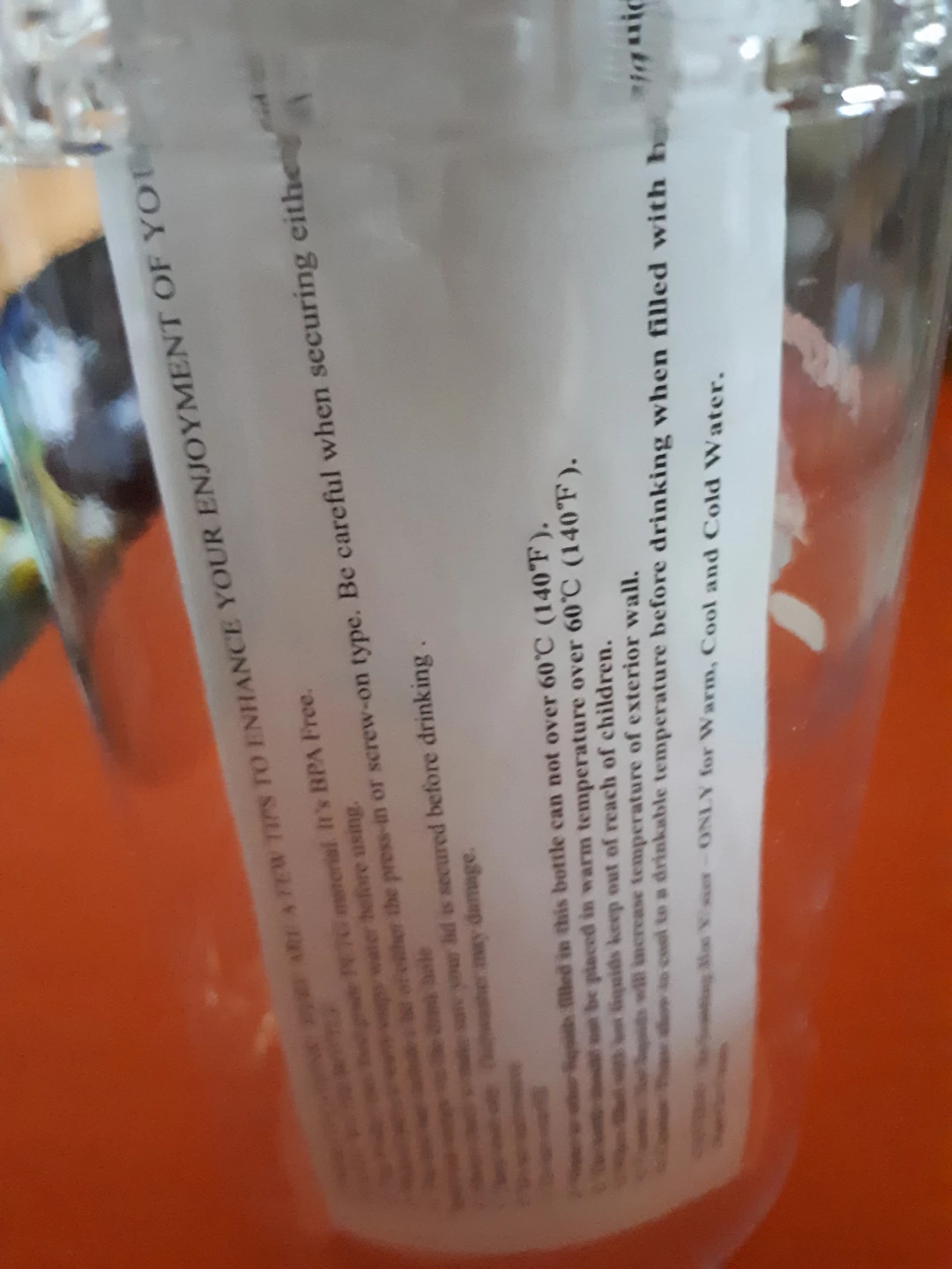 Brand new Clear Water Bottle with Black Lid and Handle - photo 3