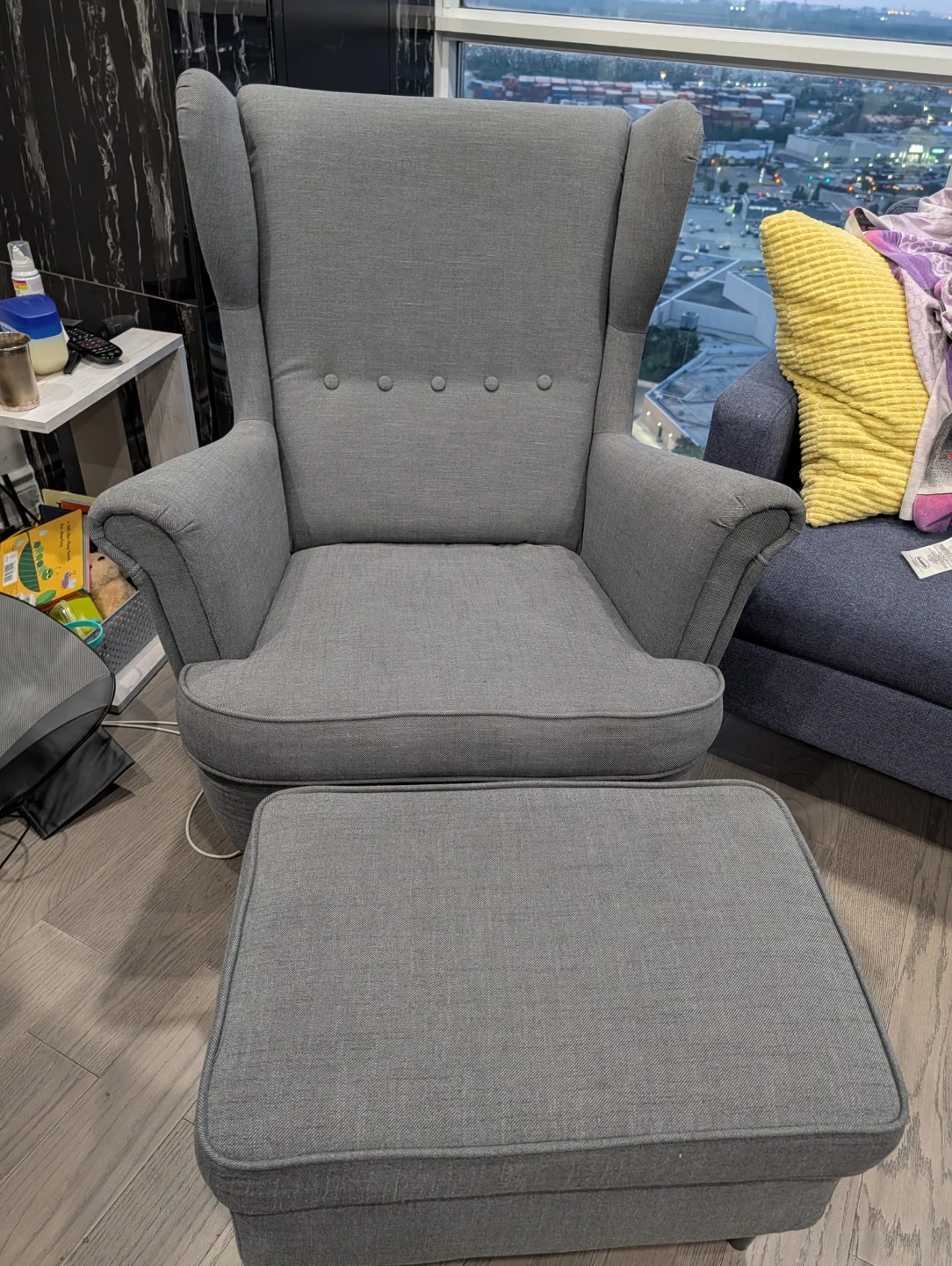 IKEA STRANDMON Wingback Chair and Ottoman