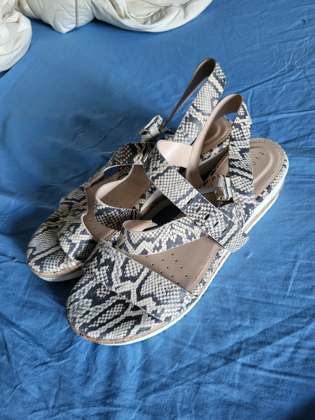 Evolve Snake Print Platform Sandals