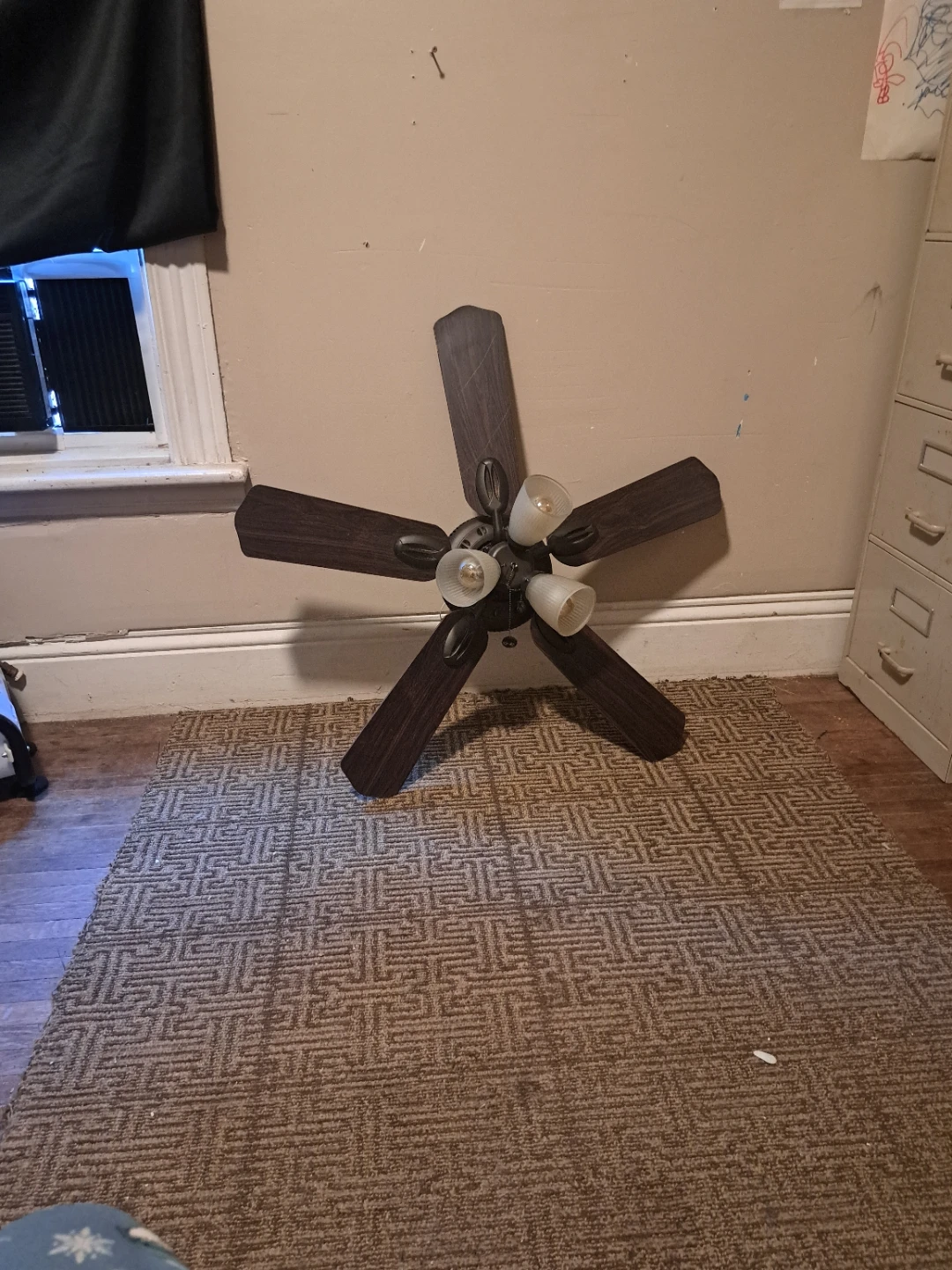Dark Wood Ceiling Fan with Lights