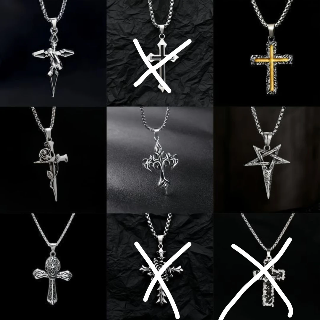 Silver Tone Gothic Pendant Necklace