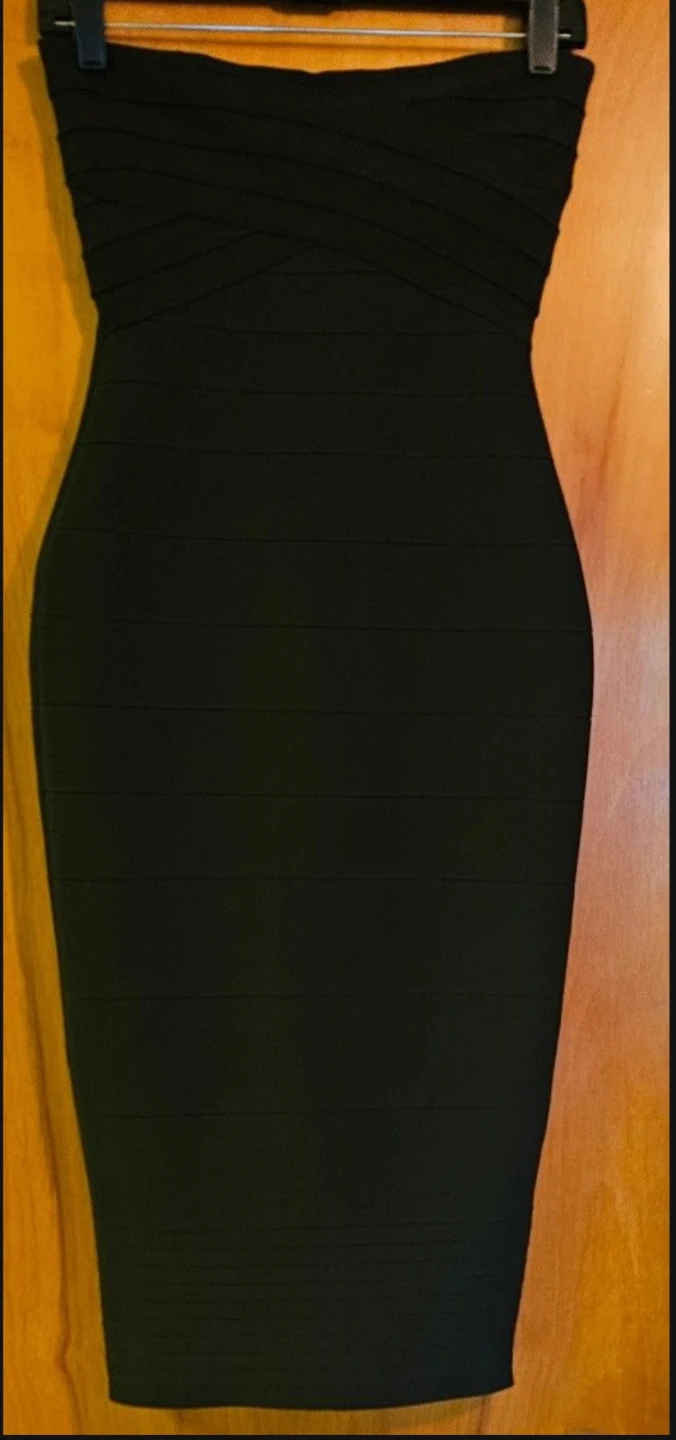 NWOT Black Fitted Ribbed Strapless Well Made Dress Size XS - photo 2