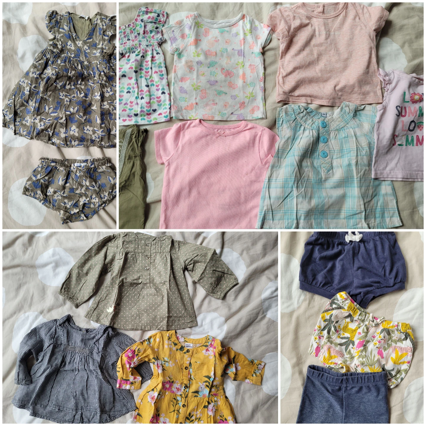 12 Months Baby Girl Clothes Lot - Dresses, Tops & Shorts