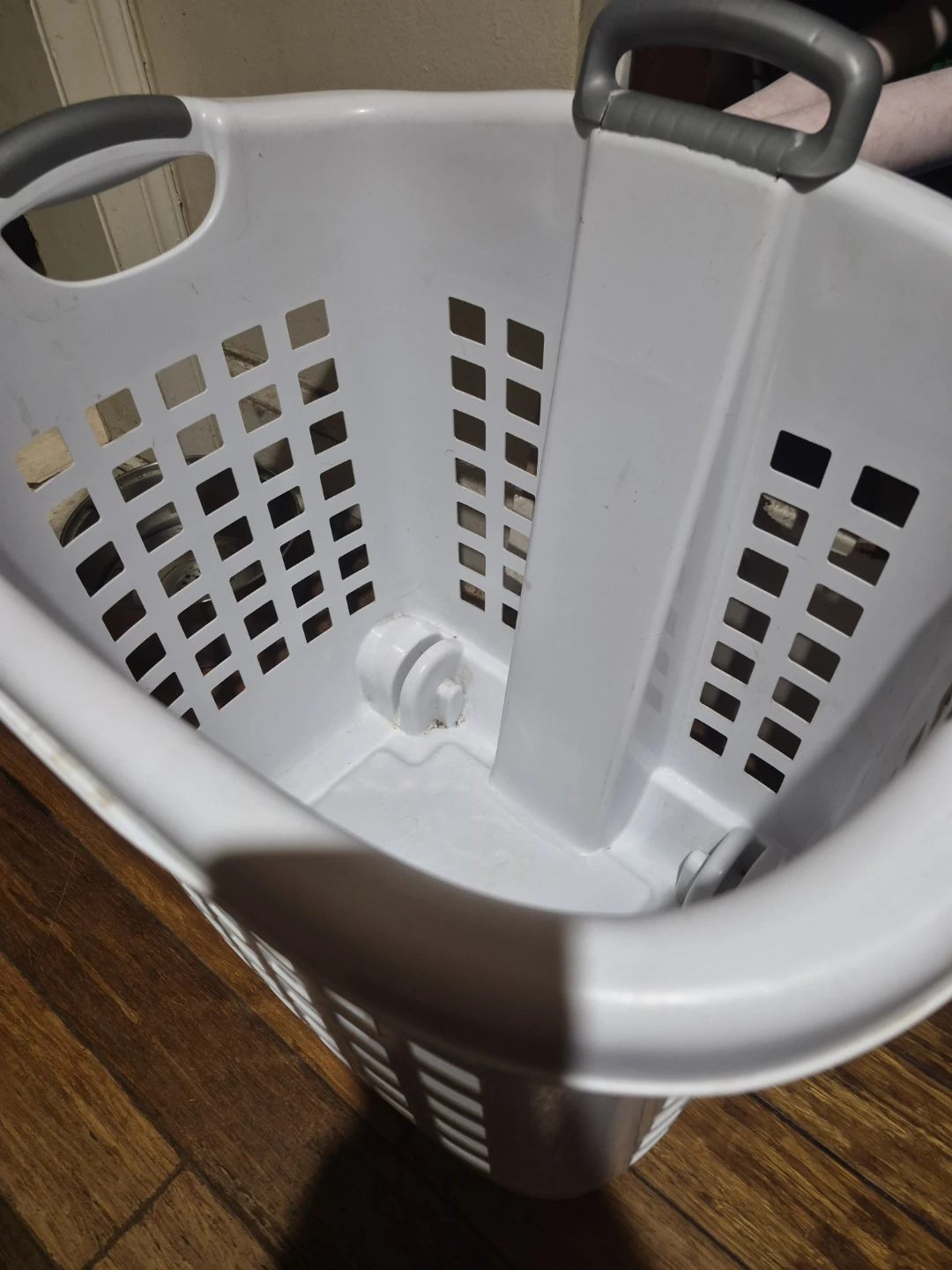 White Plastic Laundry Basket with Handles