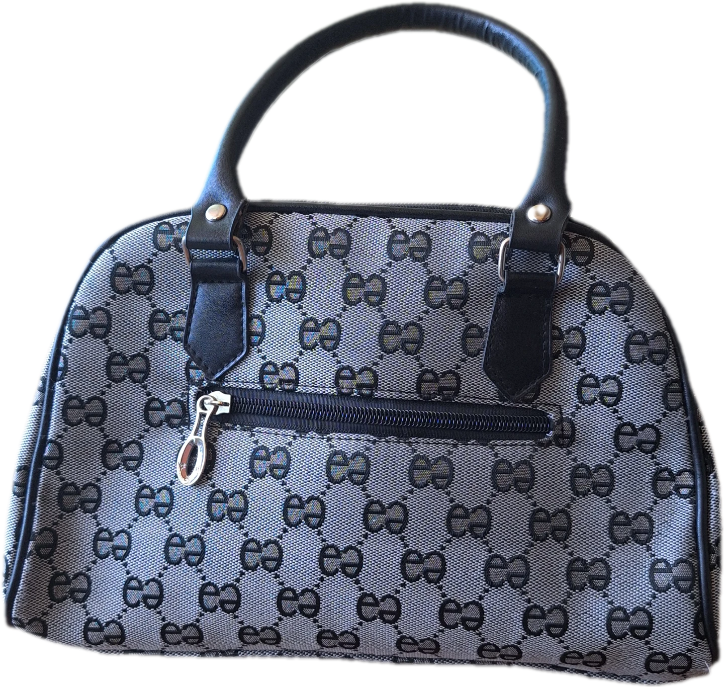 Patterned Handbag with Leather Handles - photo 3