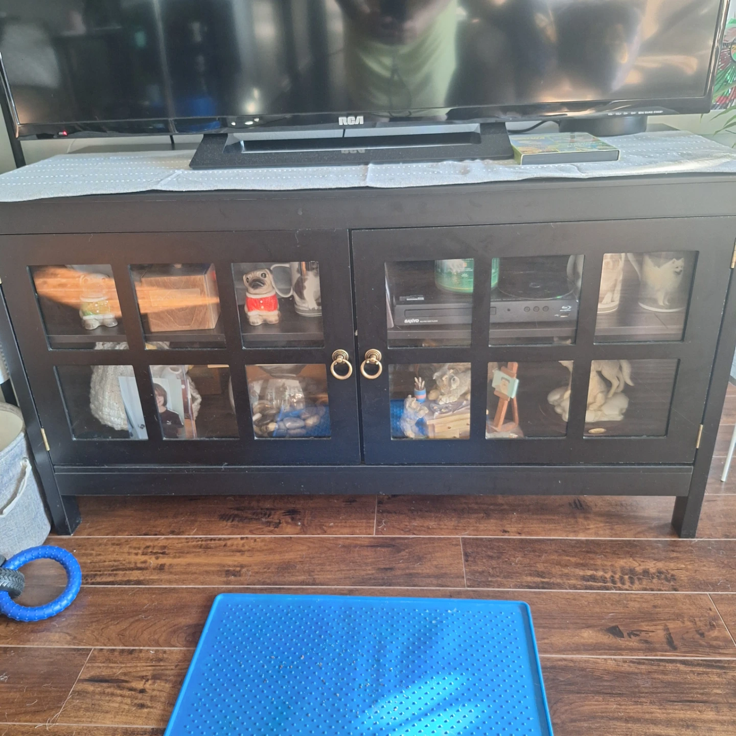 Black Media Console with Glass Doors