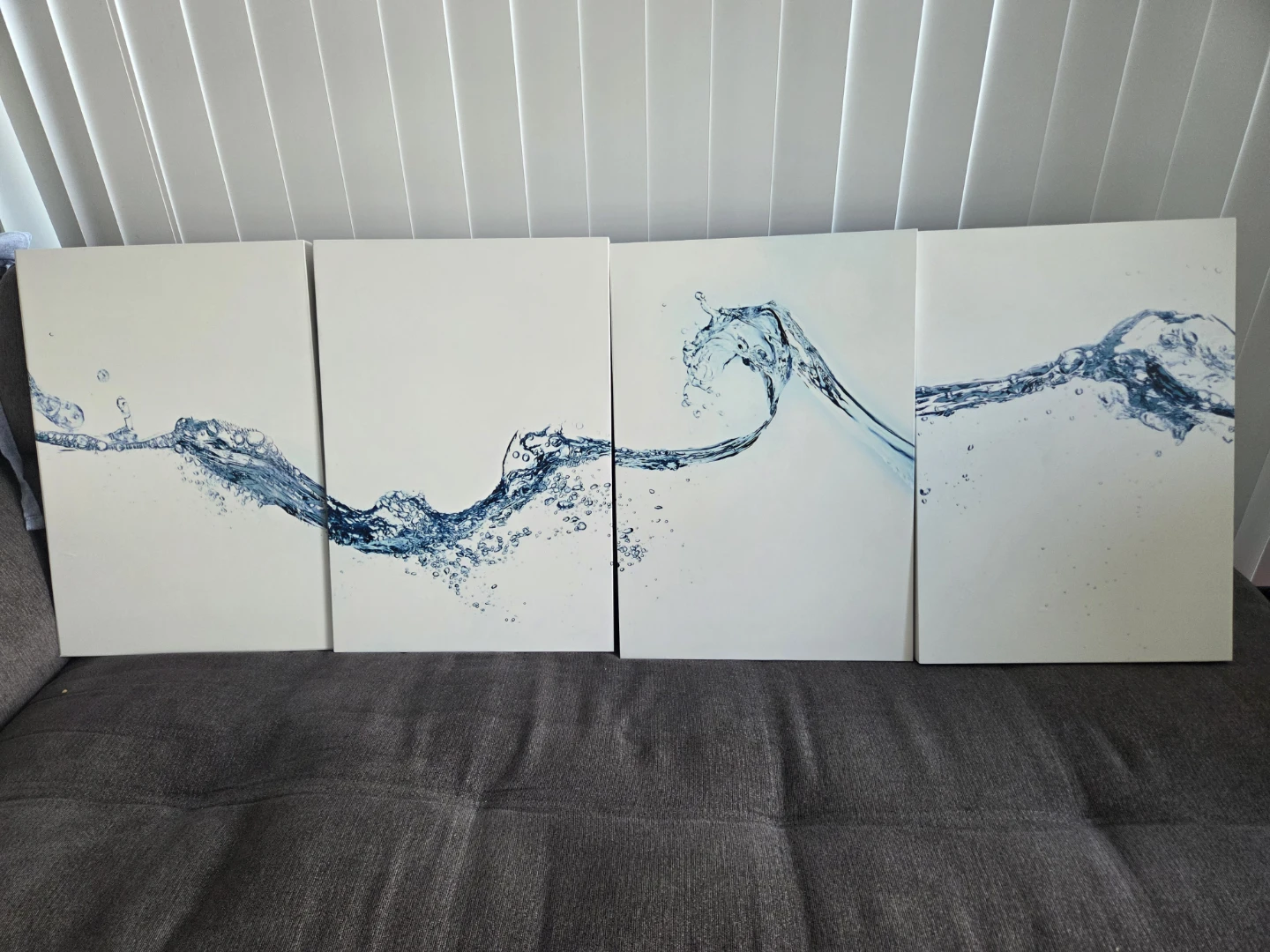 Set of 4 Canvas Wall Art Prints - Water Wave Design - photo 3