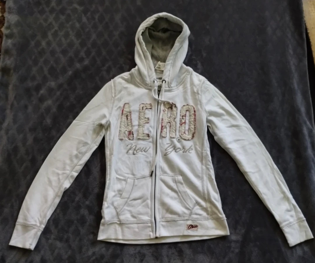 Aeropostale White Zip-Up Hoodie