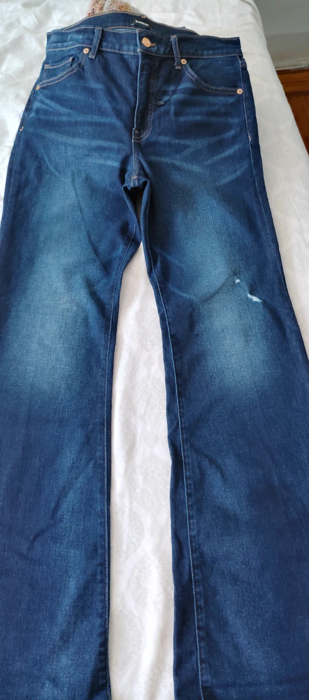 EXPRESS Mid Rise Bootcut Jeans Distressed Blue Denim - photo 4