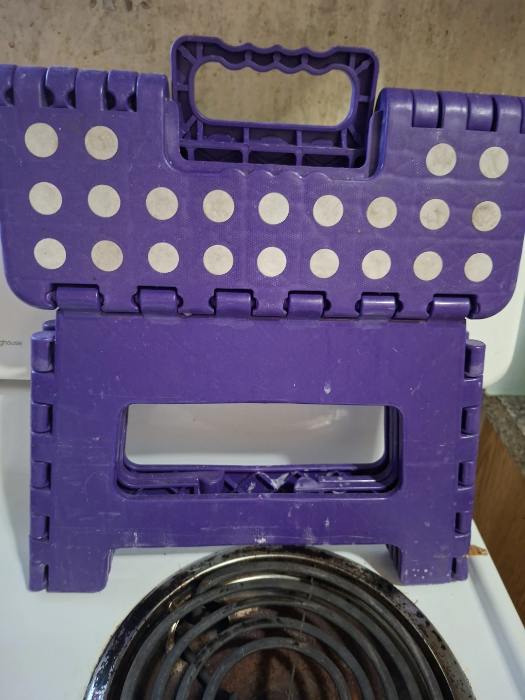 Purple Folding Step Stool with White Polka Dots