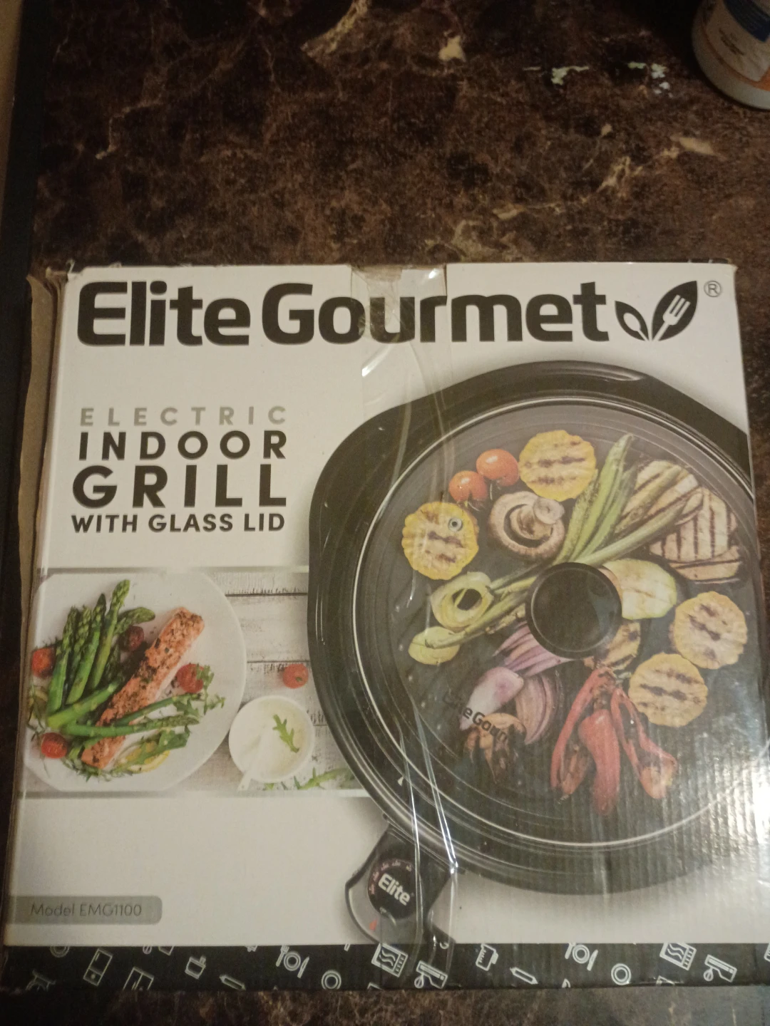 Elite Gourmet Electric Indoor Grill with Glass Lid