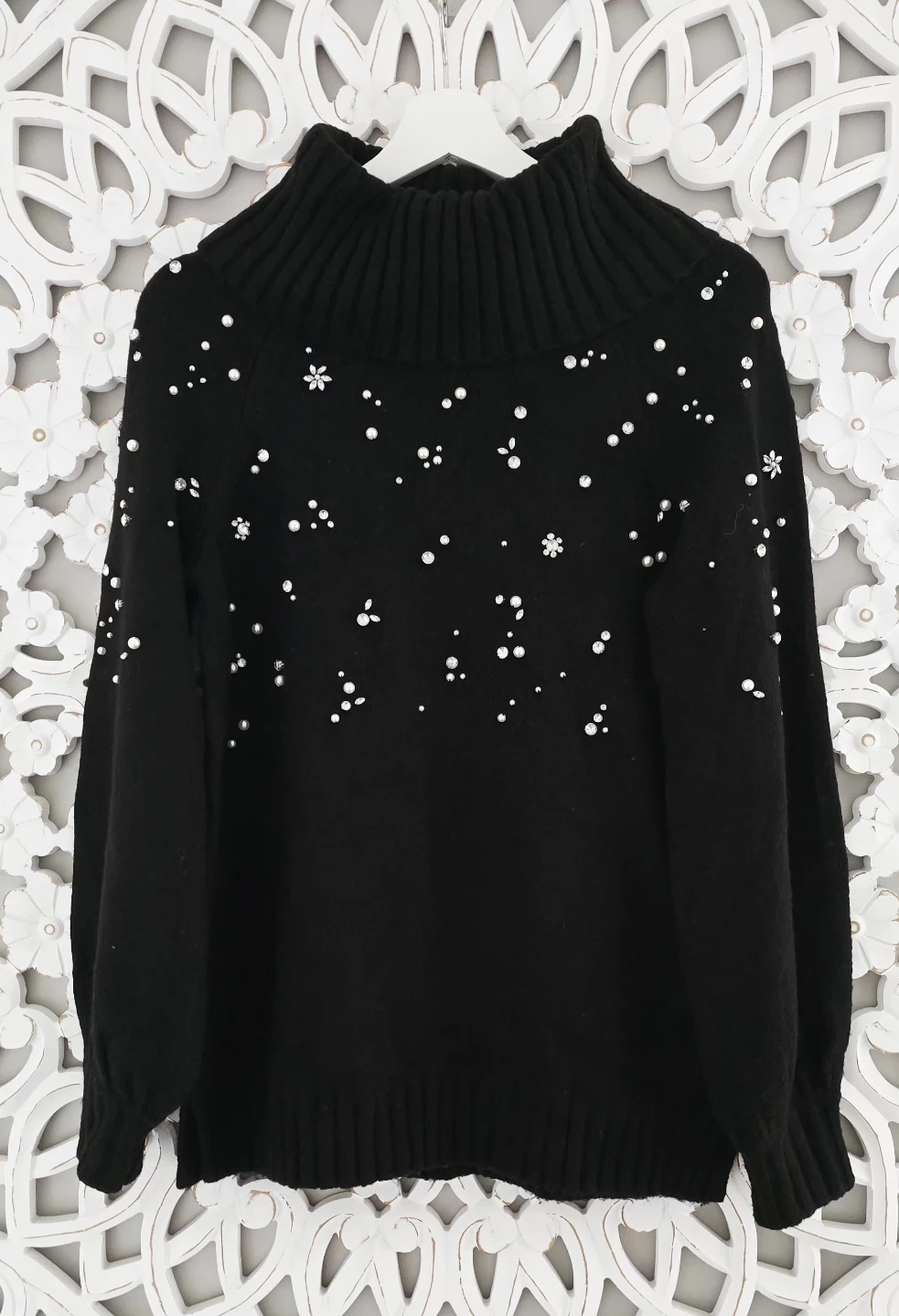 Karl Lagerfeld Paris Embellished Turtleneck Sweater