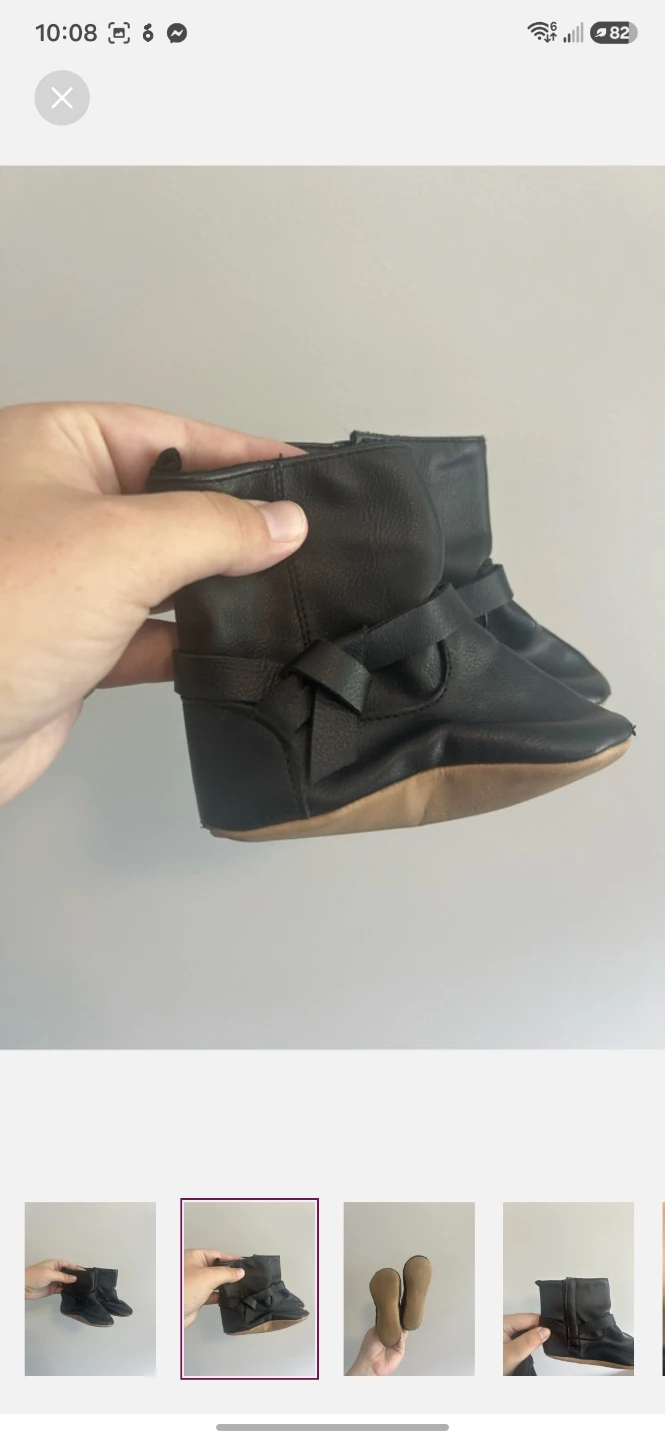 Black Faux Leather Baby Boots - photo 2