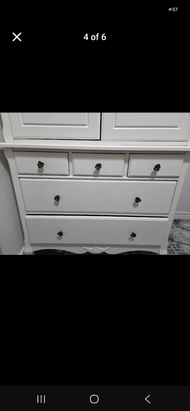 White Armoire Dresser with Doors and Drawers - photo 3