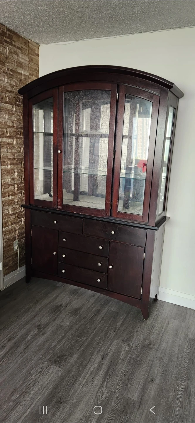 Dark Wood  Cabinet with Glass Doors - photo 3