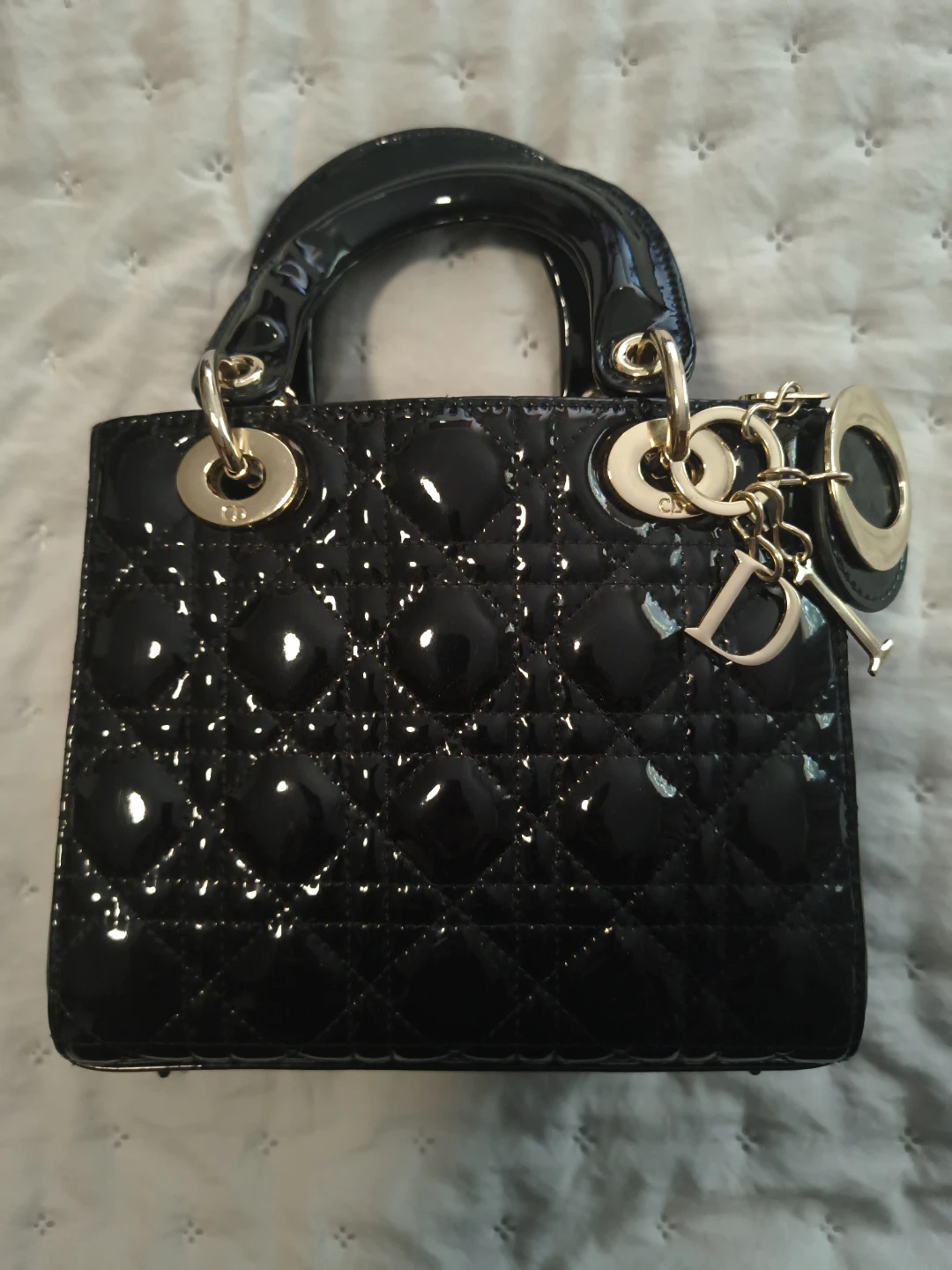 Black Patent Leather Dior Lady Bag