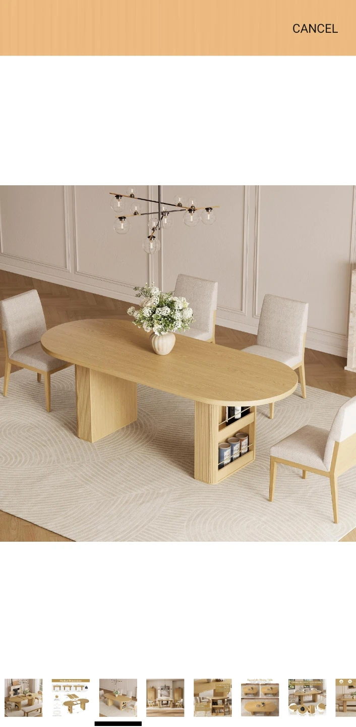 Expandable Oval Dining Table with 3 Adjustable Lengths - photo 3