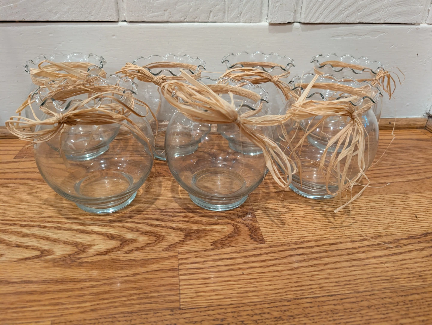 Set of 7 Clear Glass Vases