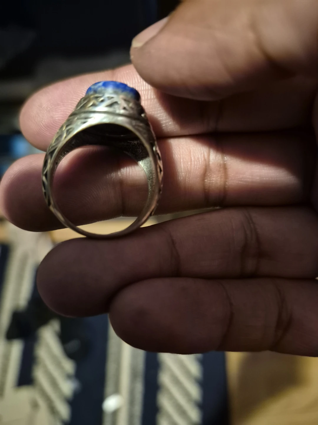 Silver-tone Ring with Blue Stone lapis lazuli - photo 2