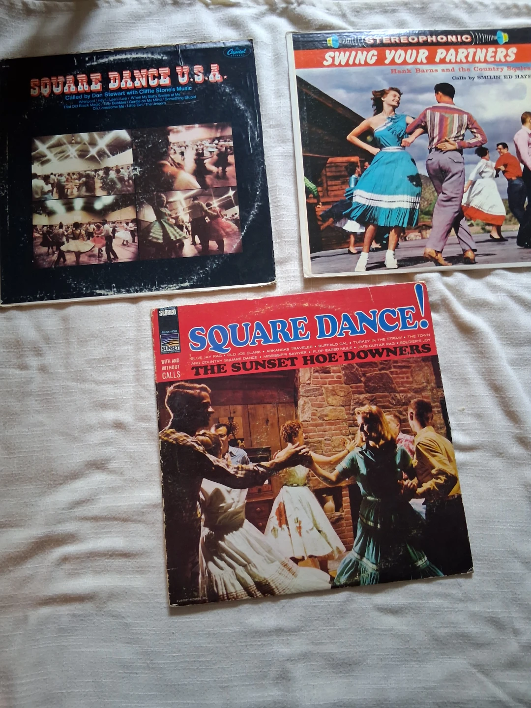 3 Vintage Square Dance Vinyl Records