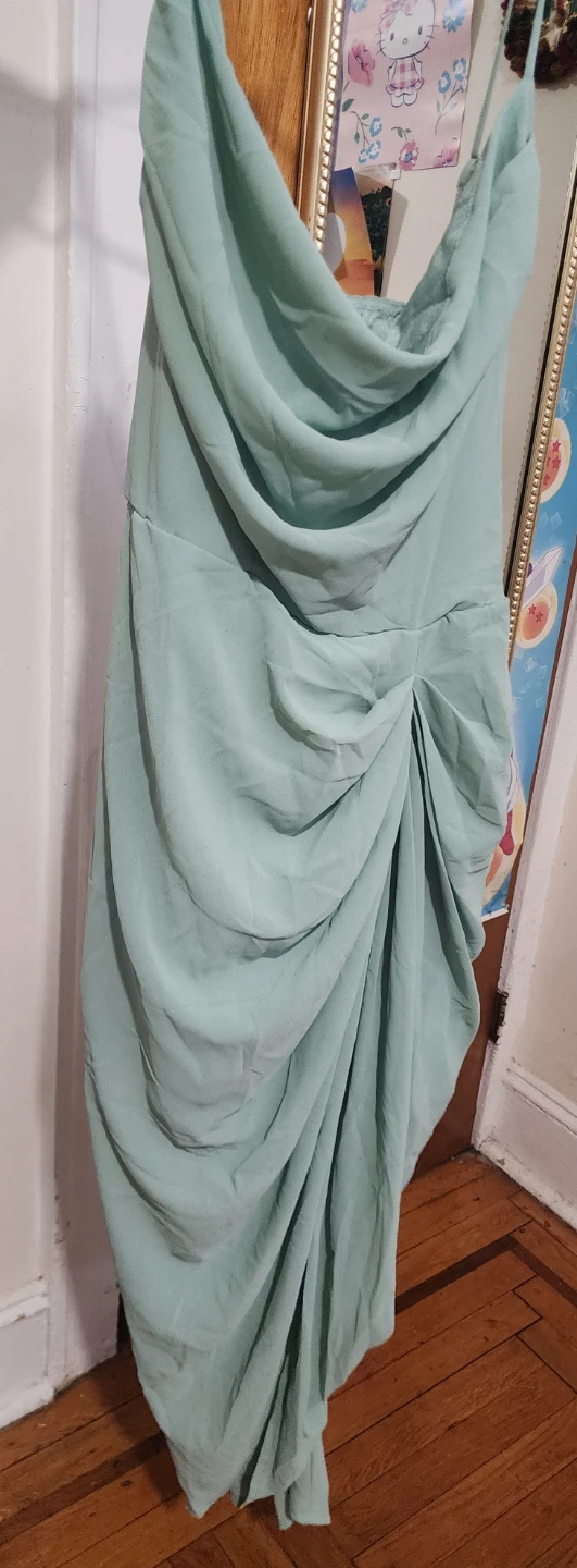 Shein Curve Mint Green Ruched Strappy Dress - photo 3