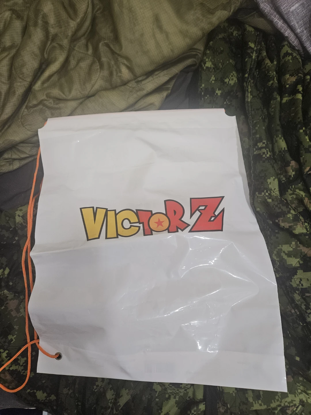 Victor Z drawstring plastic bag