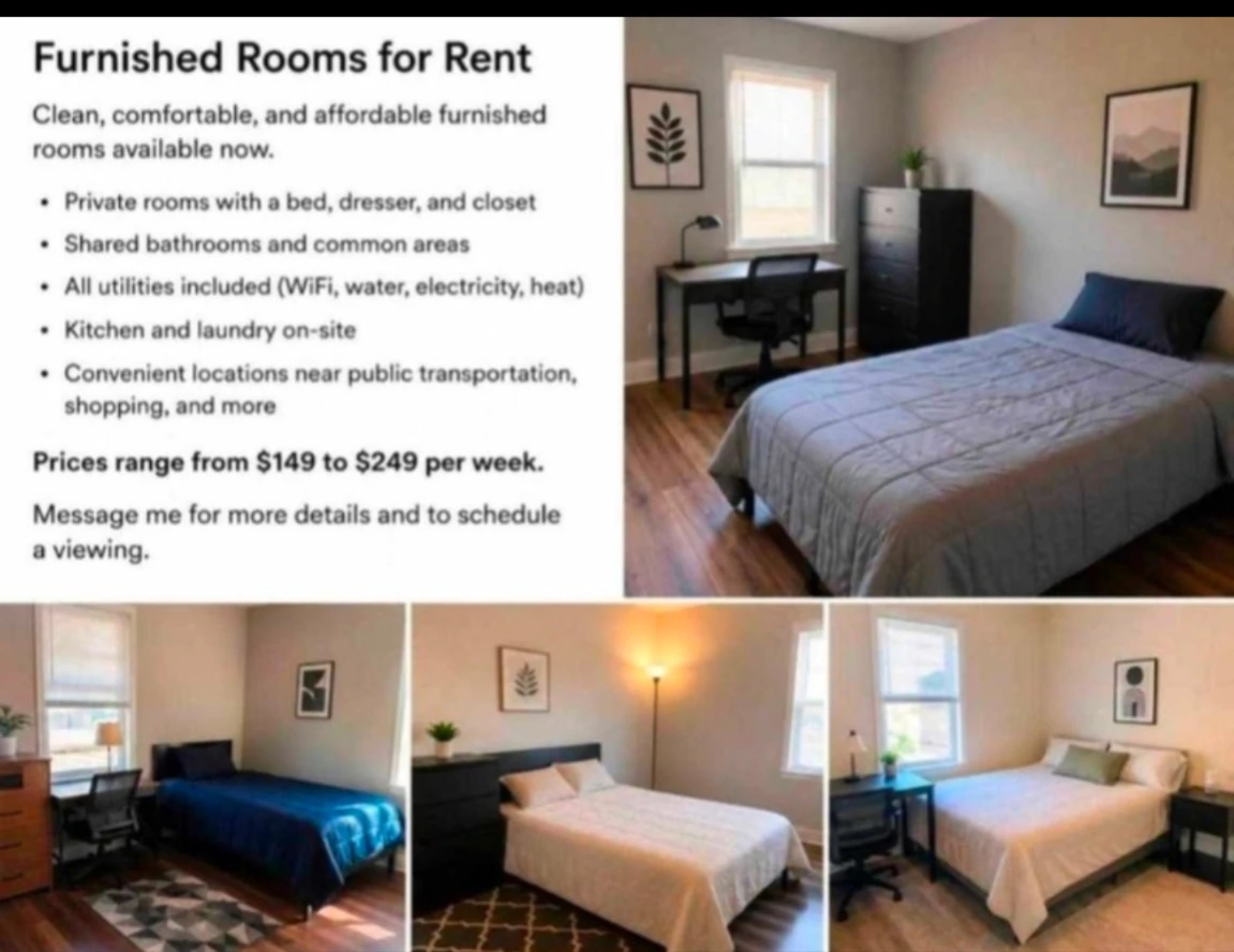 2 Rooms $625 top floor, all inclusive Avail now