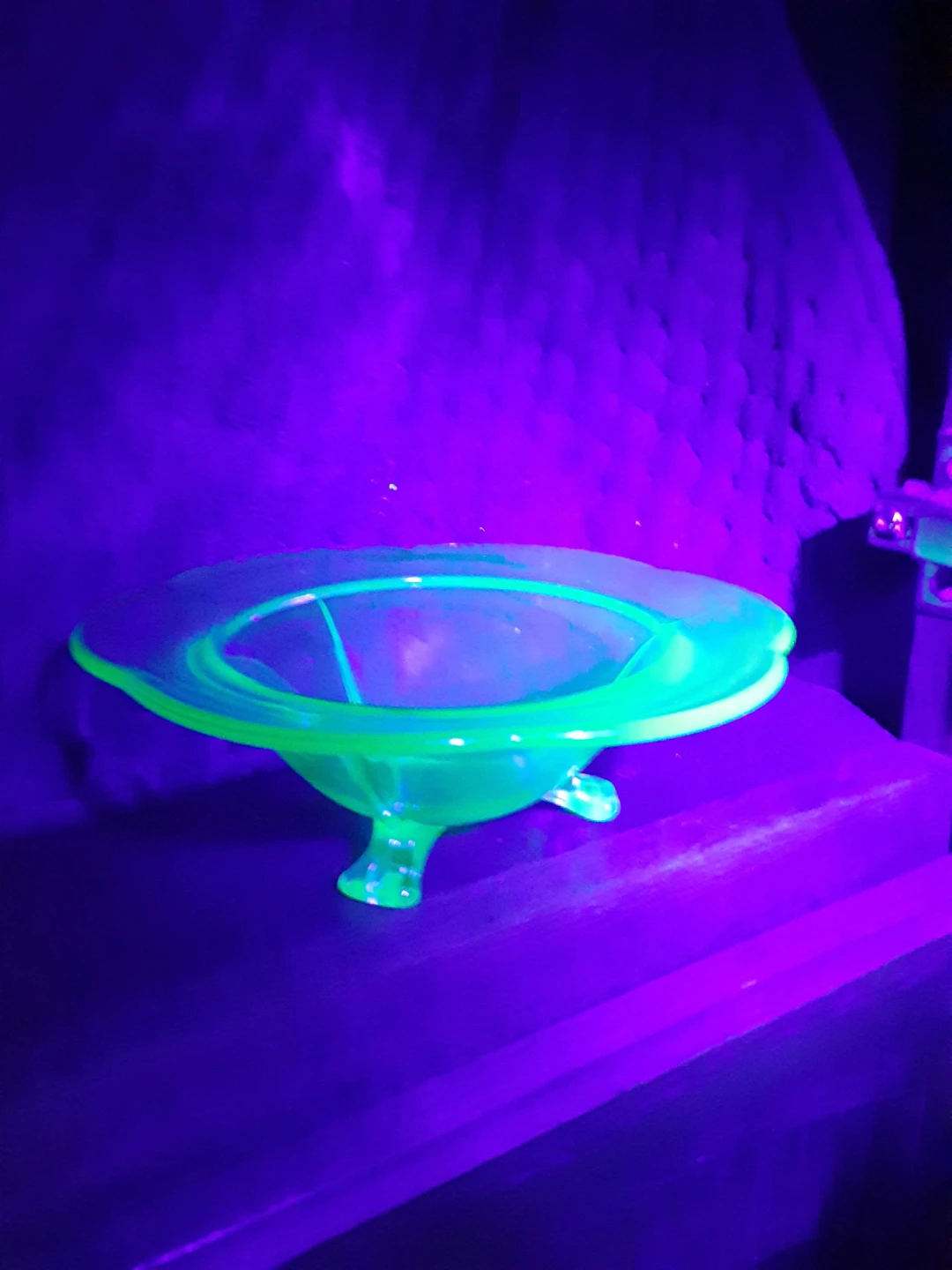 Vintage Fostoria #2394 Green Uranium Glass 3 Toed Mint Dish - photo 5