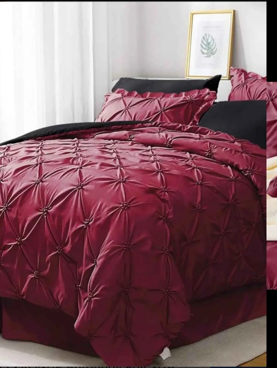 Pinch Pleat Comforter Set in Burgundy - photo 3